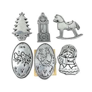 Wilton Christmas Ornaments Lot of 6 Metal Tree Horse Noel Folk Art Vintage